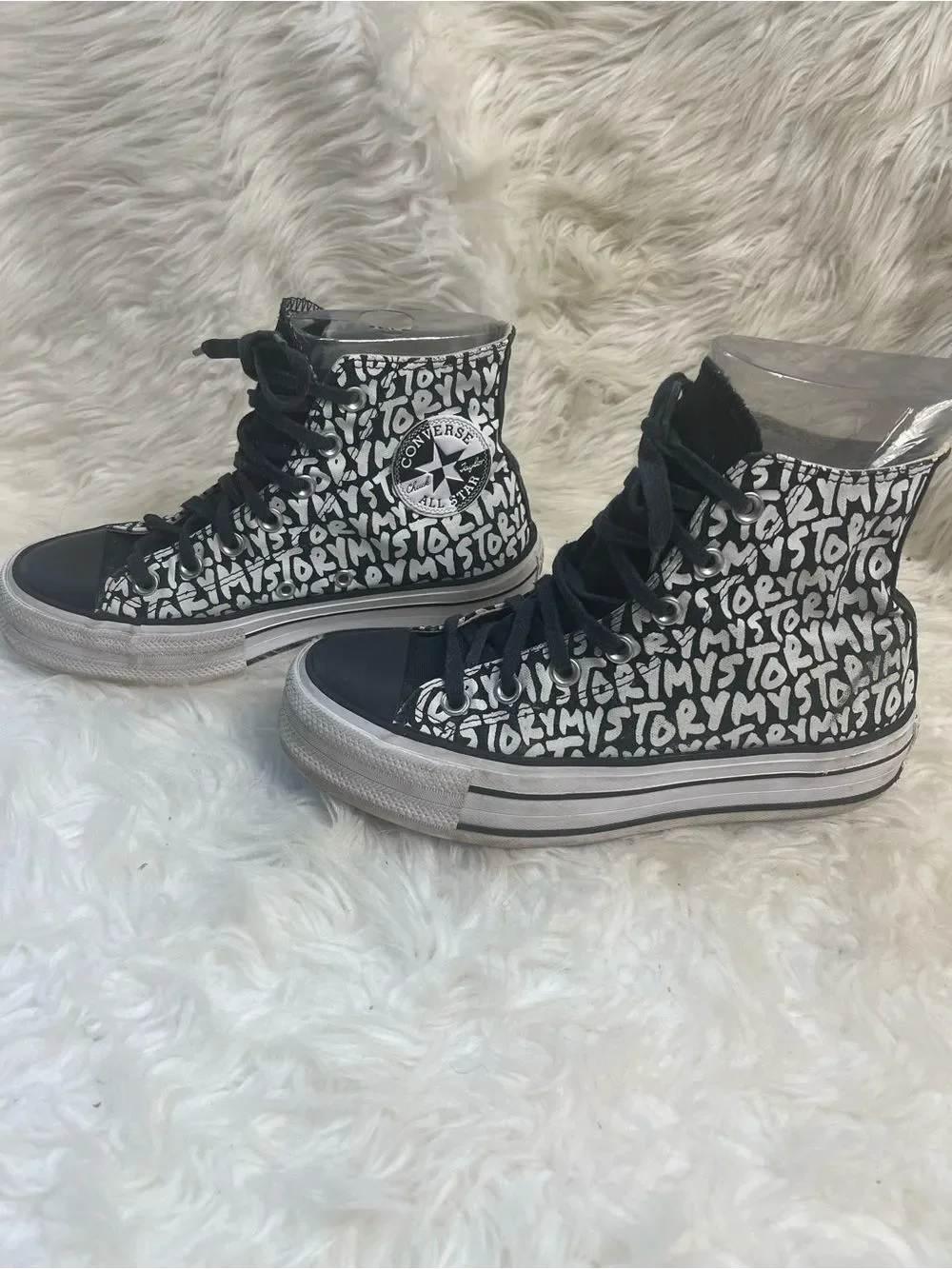 Converse Black & White All-Star Graffiti High-Top Sneakers - Kids